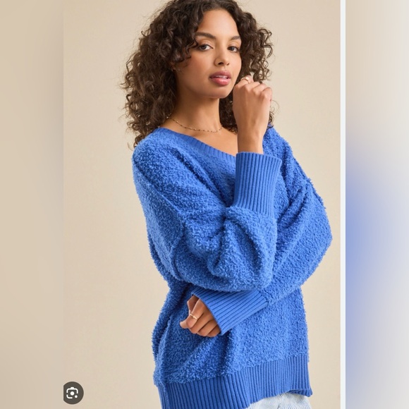 Altar'd State Sweaters - Altar’d State Raina Teddy Pullover — Cobalt — XXL — Cozy Soft Fleece